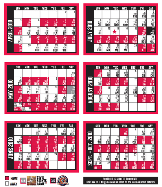 2010 Cincinnati Reds Schedule